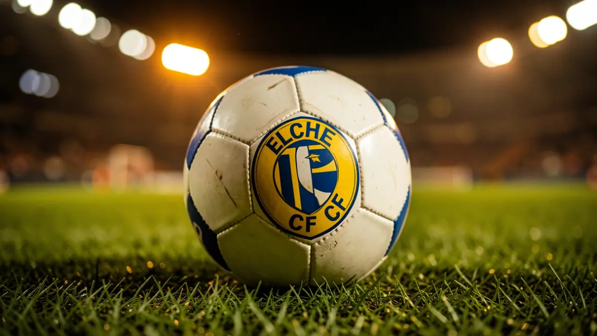 Imagen genérica de un balón de fútbol con el escudo del Elche CF.