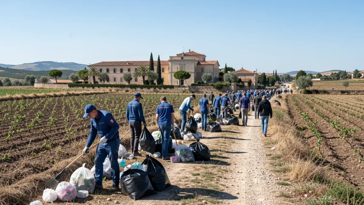 Imatge genèrica de voluntaris netejant camins rurals.
