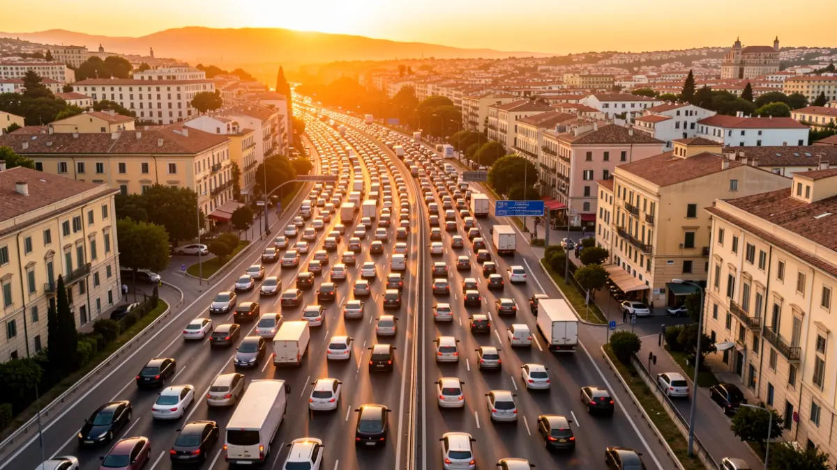 Generic image of congested traffic on the entrances to Valencia.