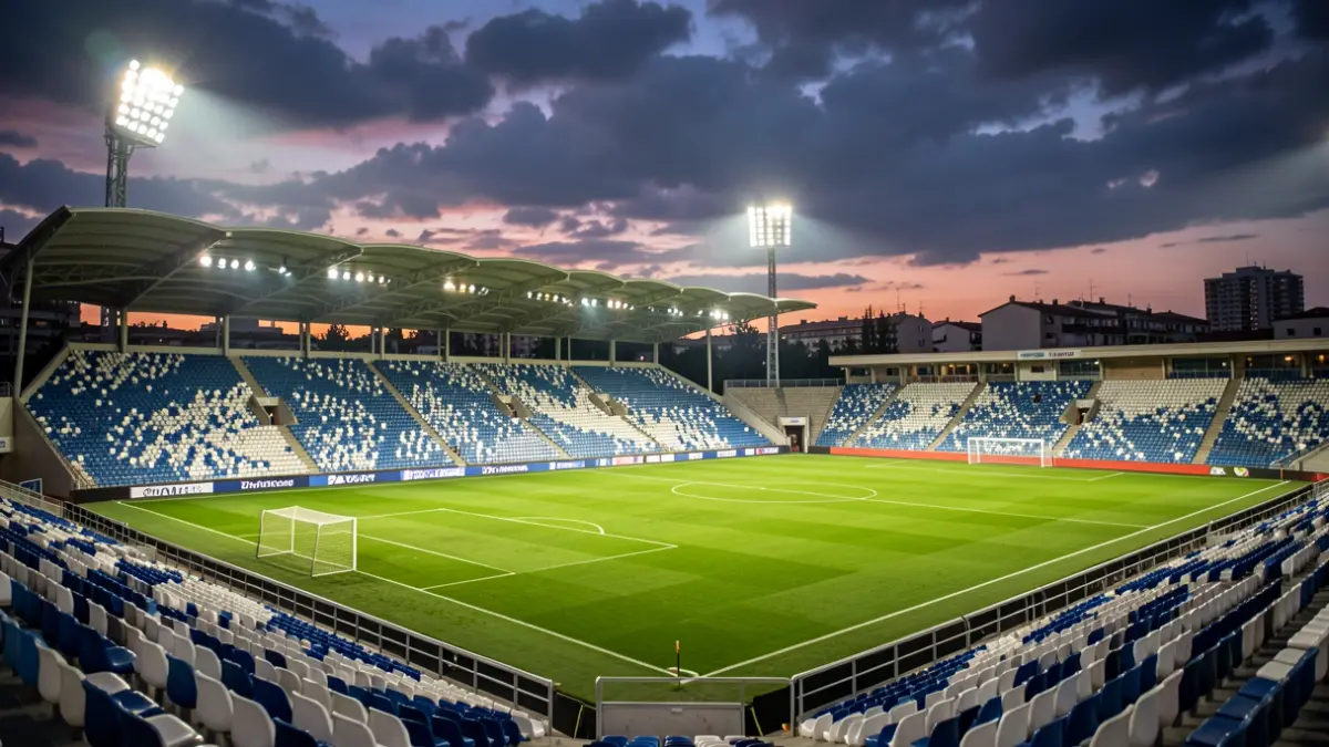 Generic image of a football stadium at dusk.