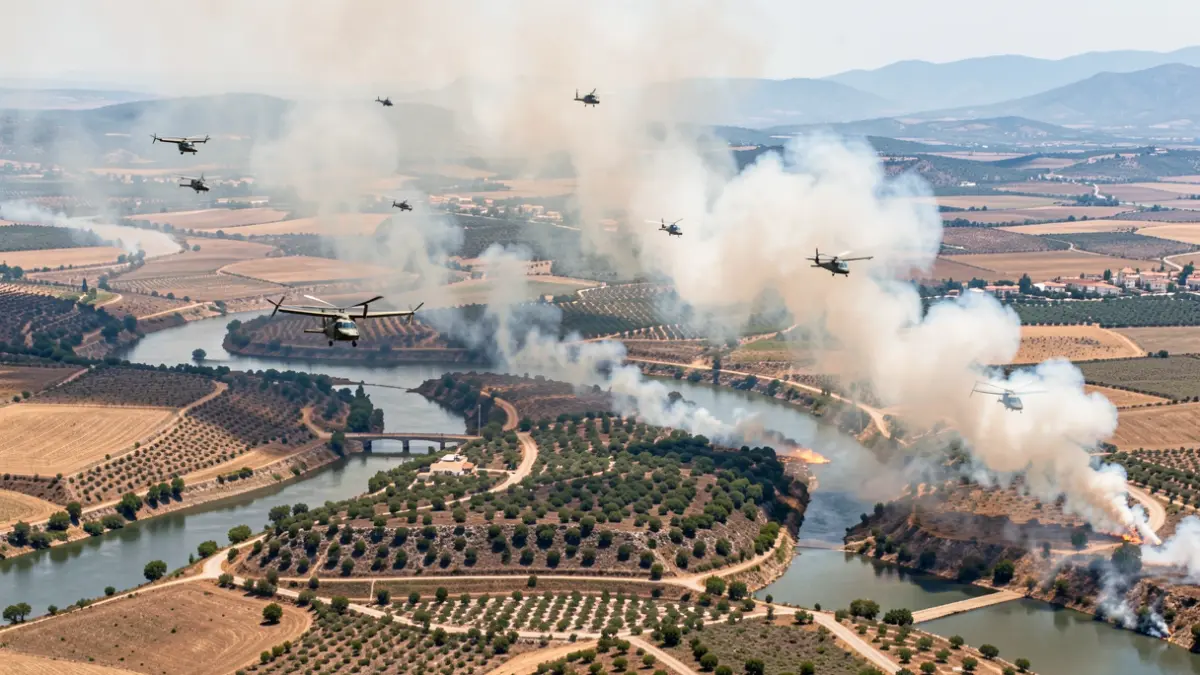 Imagen genérica de un incendio forestal con medios aéreos.