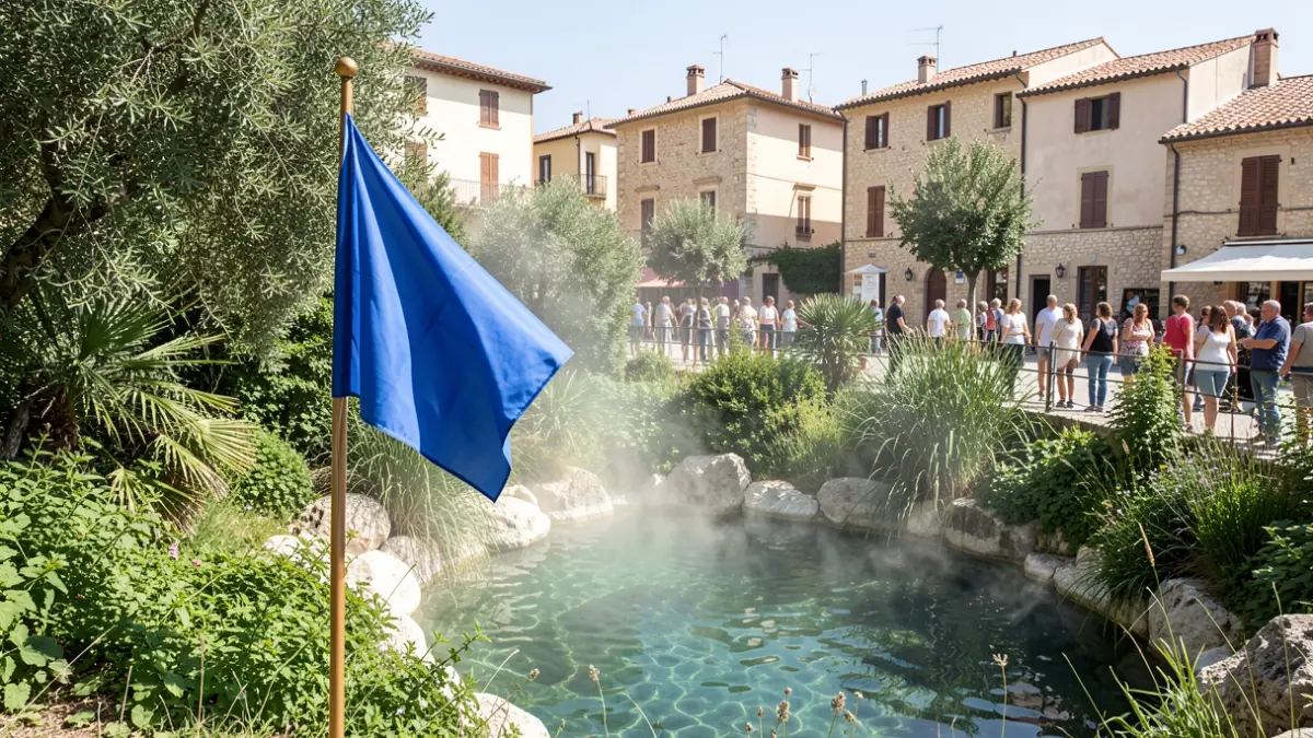 Generic image of the Blue Flag at the Fuente de los Baños in Montanejos.