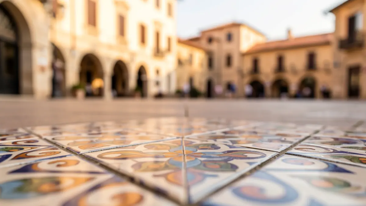 Generic image of ceramic tiles forming a pattern in a public space.