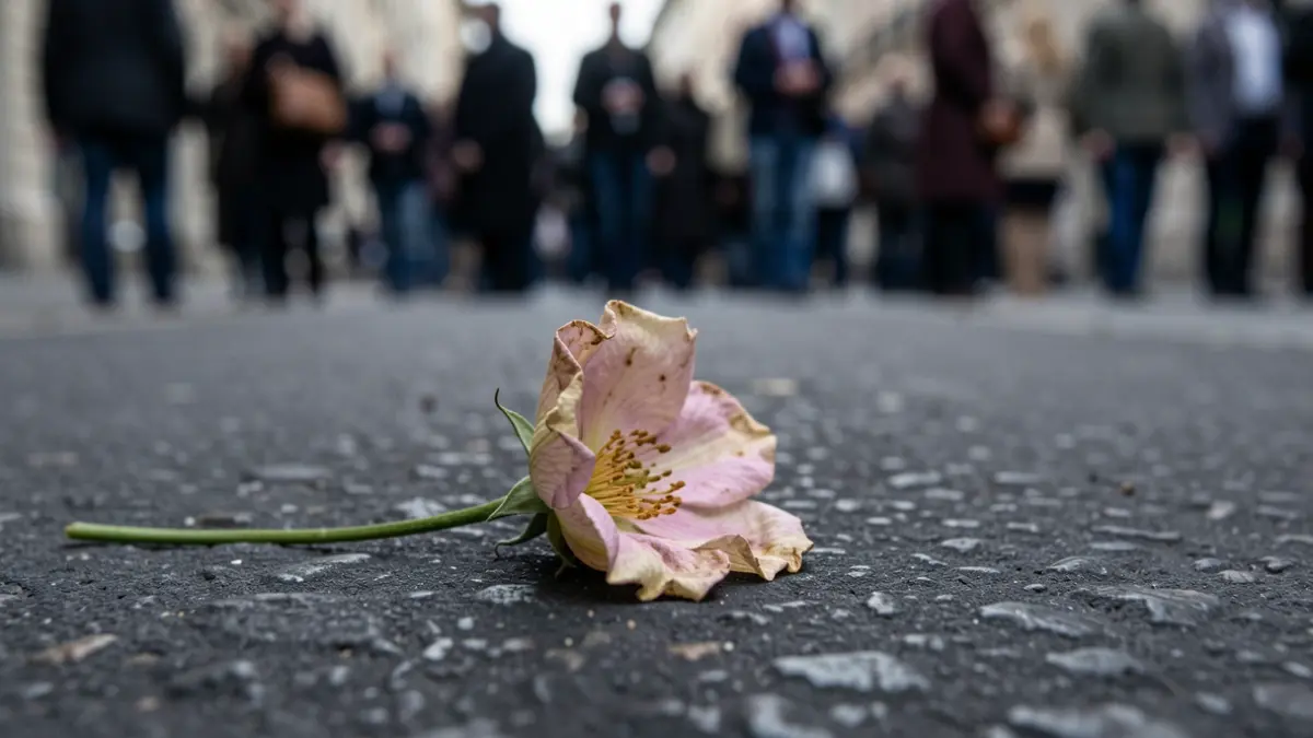 Imatge genèrica d'una flor marcida sobre una superfície fosca.