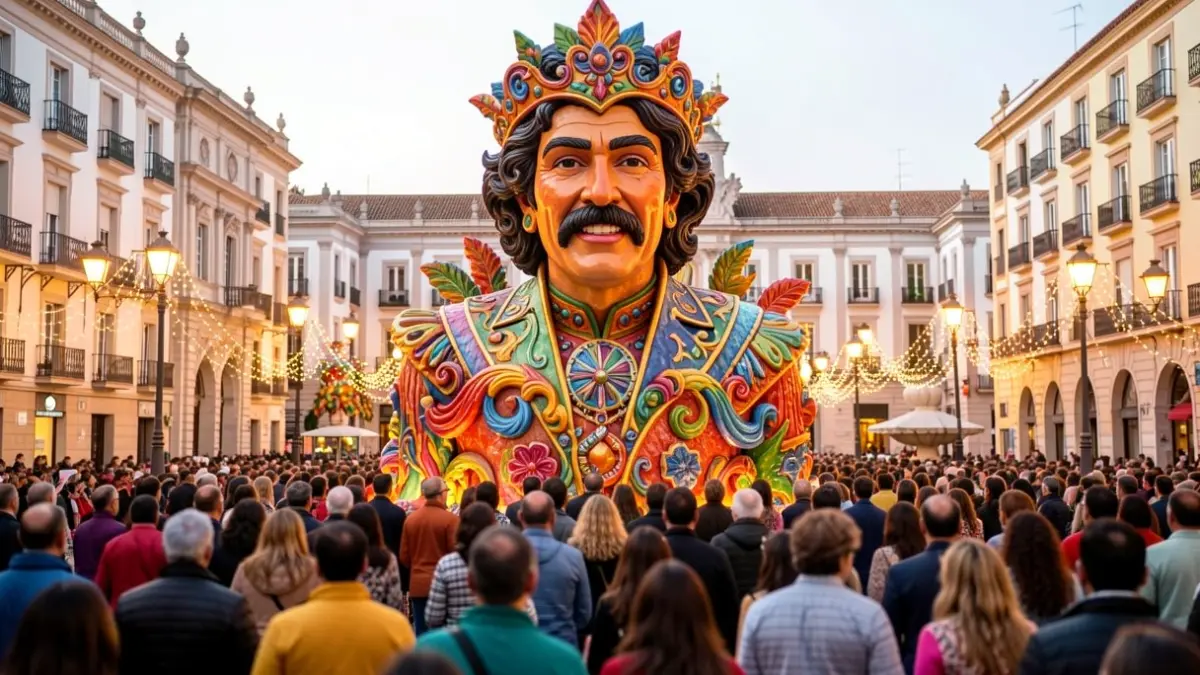 Generic image of a Fallas monument dedicated to Nino Bravo in Valencia's City Hall Square.