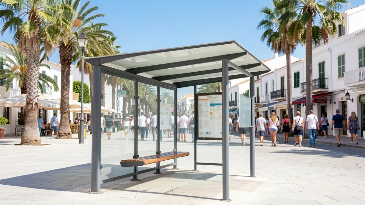Generic image of an urban transport stop on a sunny day.