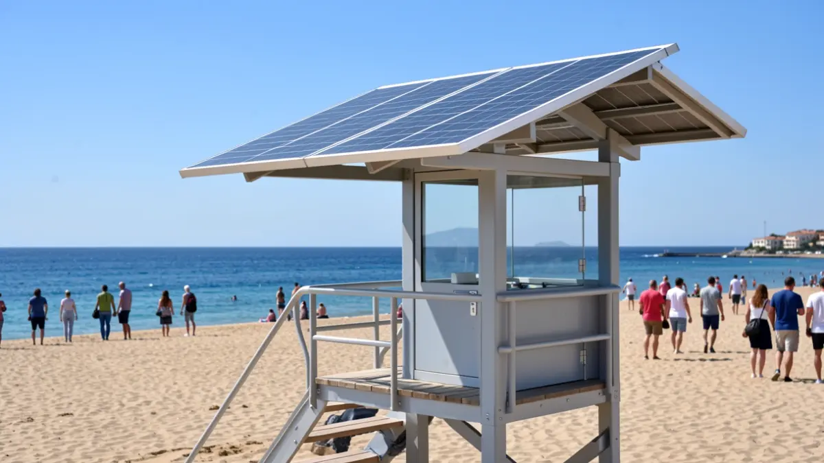 Generic image of solar posts on the beach.