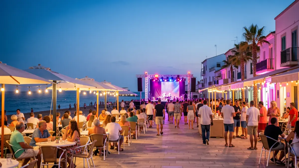 Imatge genèrica d'una nit d'estiu a la platja de Nules amb actuacions culturals.