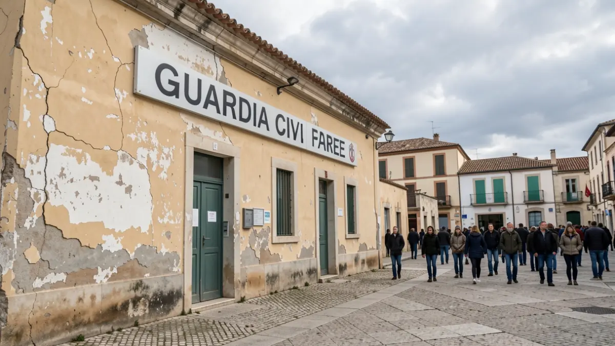 Generic image of a Guardia Civil barracks with damage.