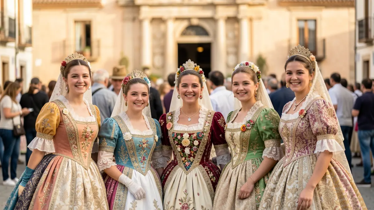 Imatge genèrica de joves falleres davant un ajuntament.