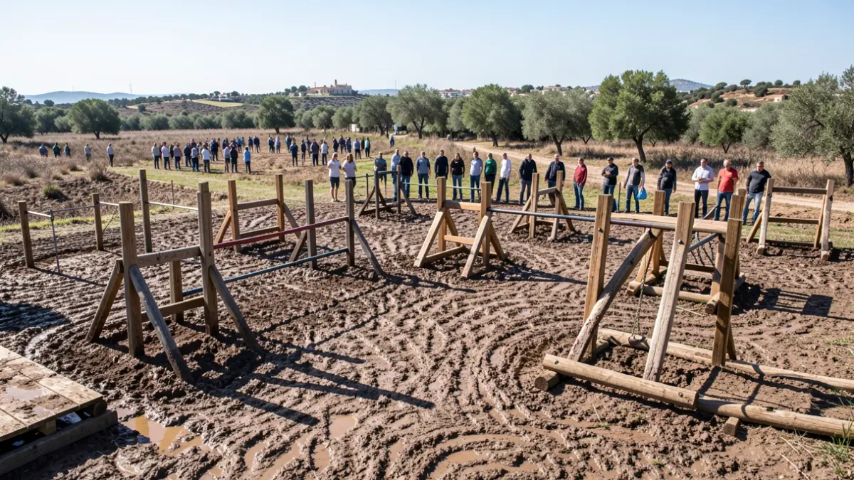 Generic image of an obstacle race in a natural environment.