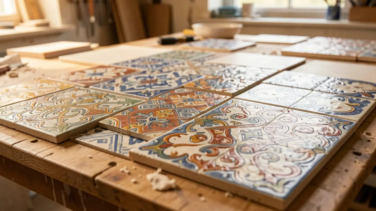 Generic image of ceramic tiles in a workshop.
