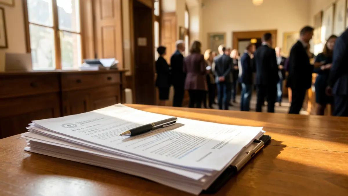 Generic image of a table with official documents in a municipal office.