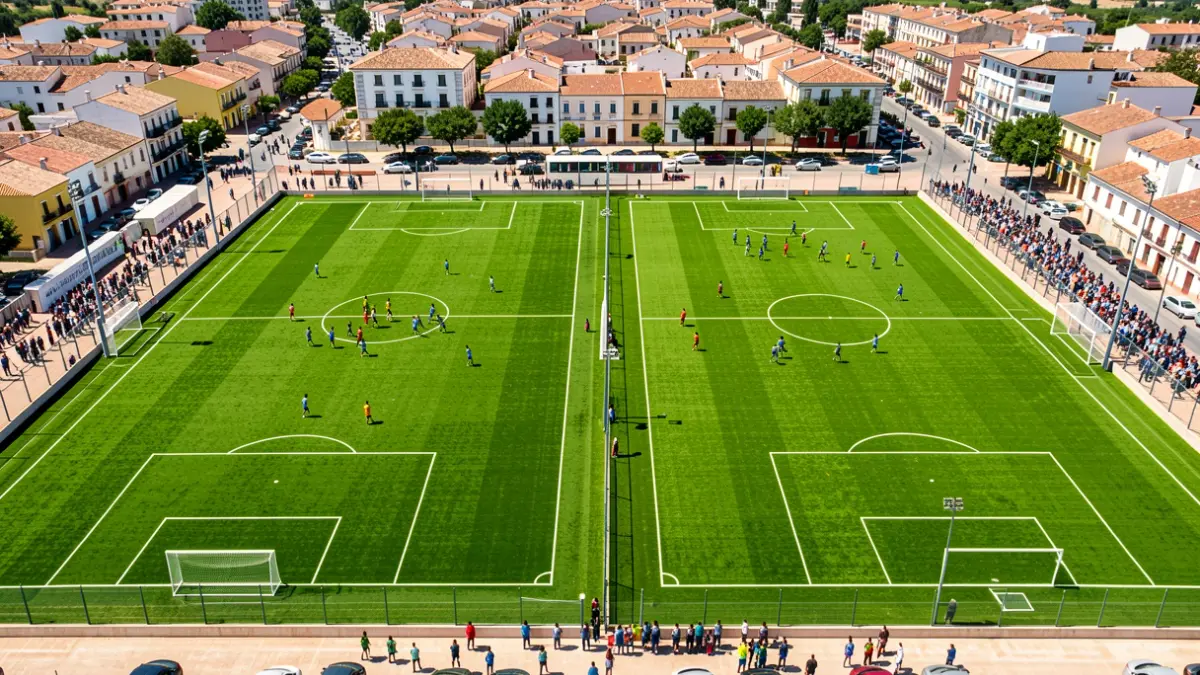 Imatge genèrica de camps de futbol municipals amb equips jugant.