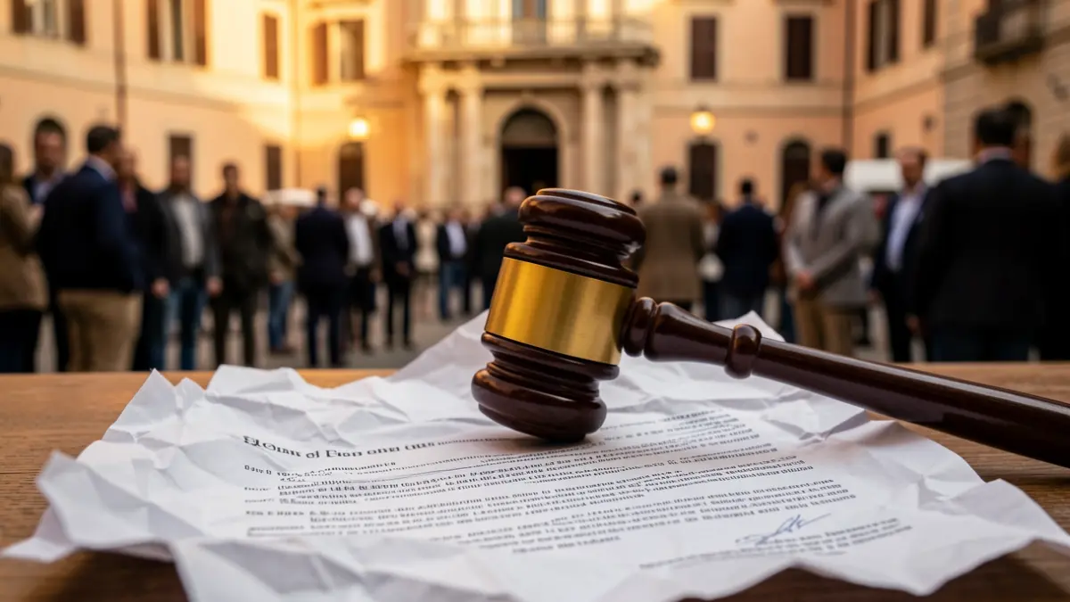 Imatge genèrica d'un martell de jutge sobre un contracte.