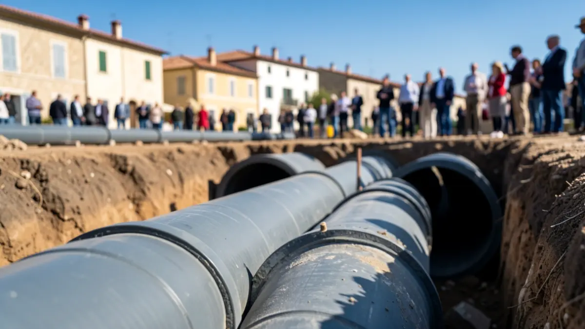 Generic image of sewer pipes under construction.