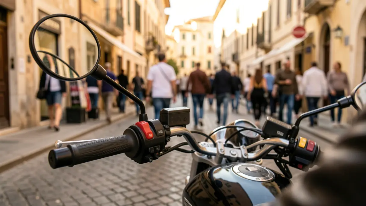 Generic image of a motorcycle in an urban setting during a charity event.