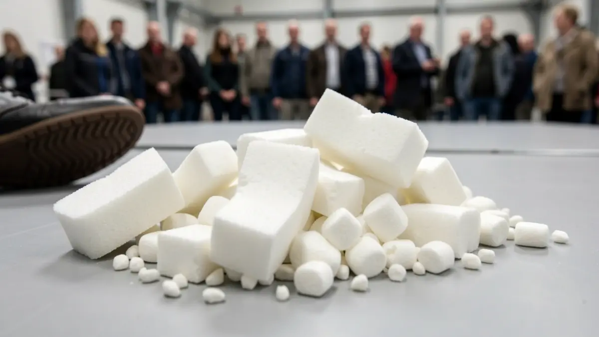 Imatge genèrica de residus de poliuretà i materials per a soles de calçat.