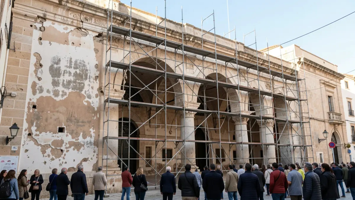 Image of the Arab Baths in Llíria during restoration.