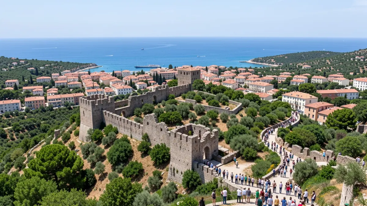 Vista panoràmica de les ruïnes del Castell de Sagunt amb vegetació mediterrània.