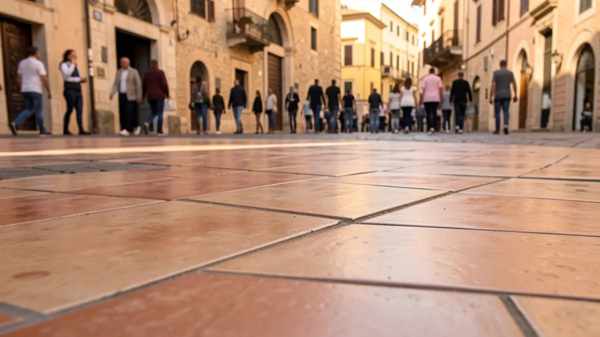 Generic image of ceramic tiles integrated into an urban space.