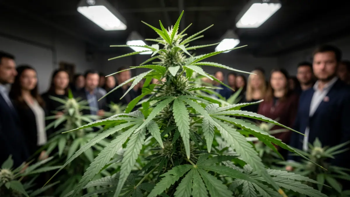 Imatge d'una planta de marihuana cultivada en interior.