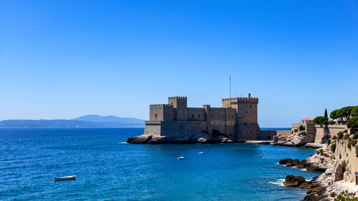Imatge genèrica del castell de Peníscola sota un cel blau i el mar Mediterrani.