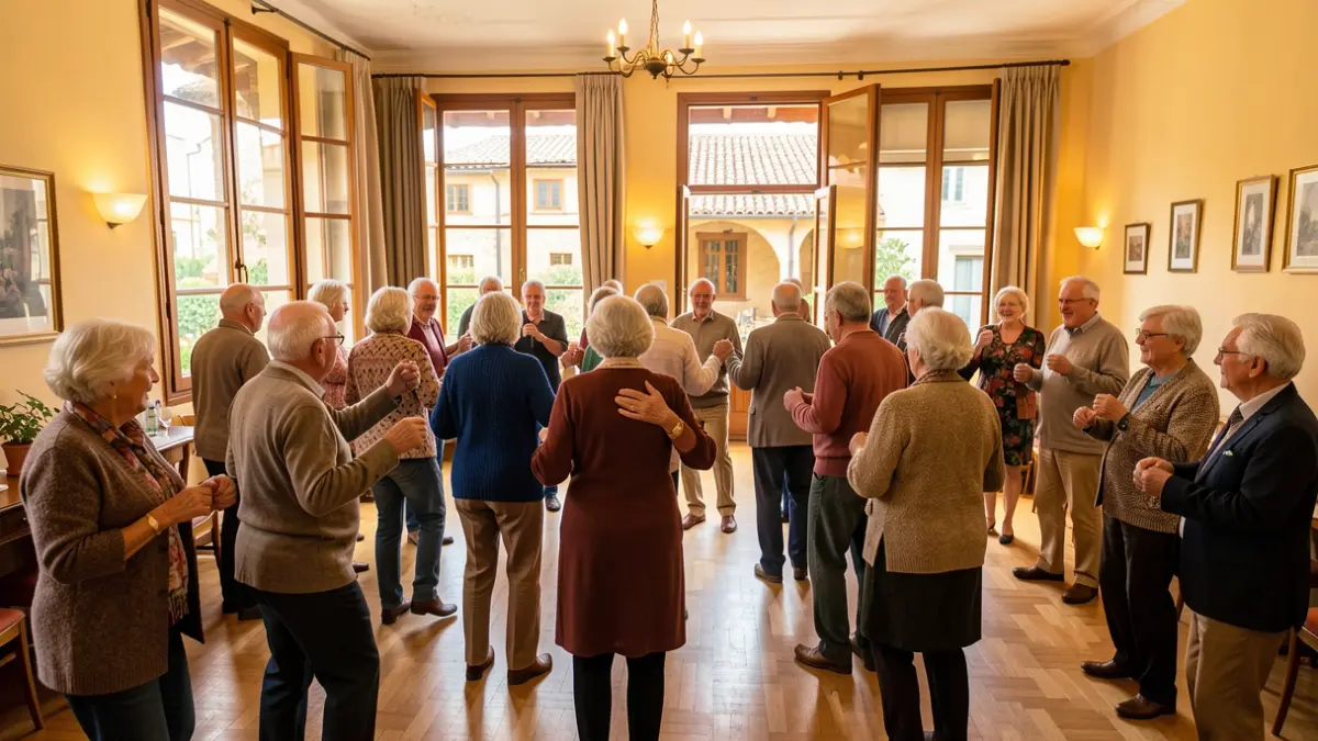 Generic image of a community center with elderly people dancing.