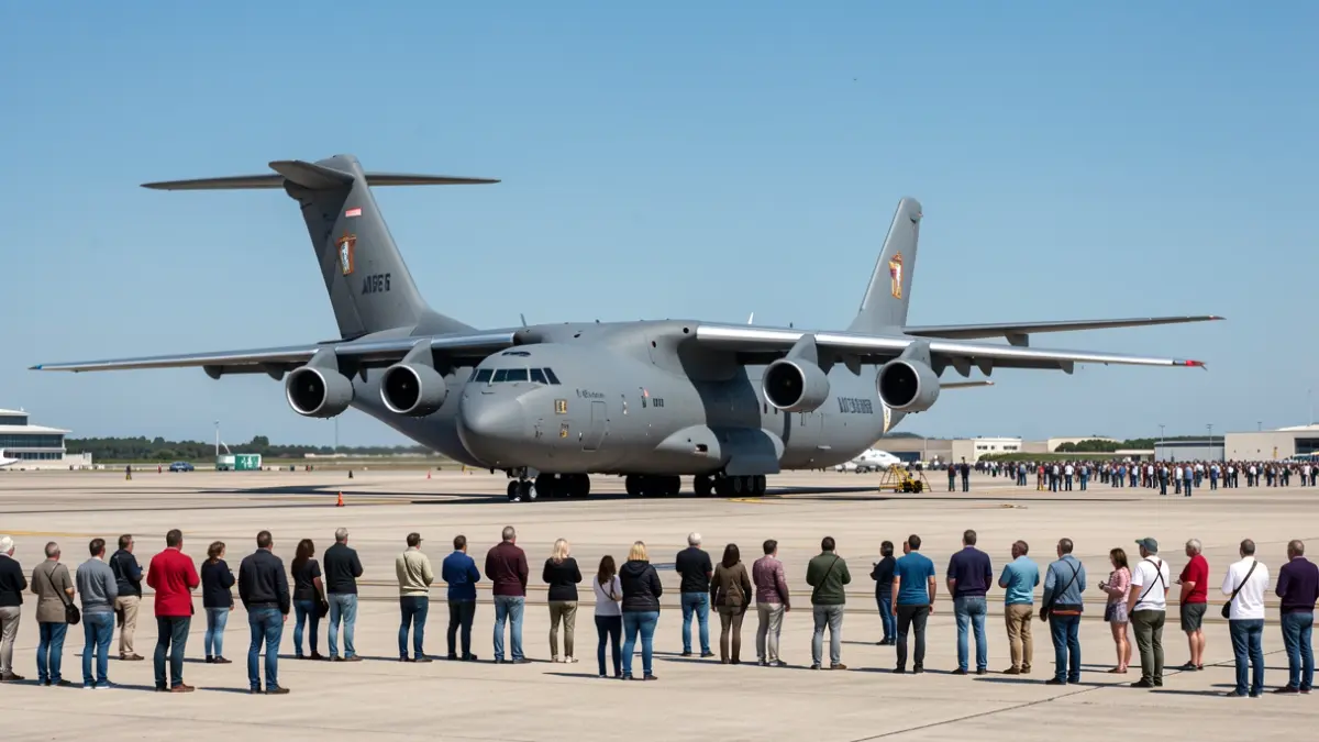 Spanish Air Force plane landing at Torrejón de Ardoz air base.