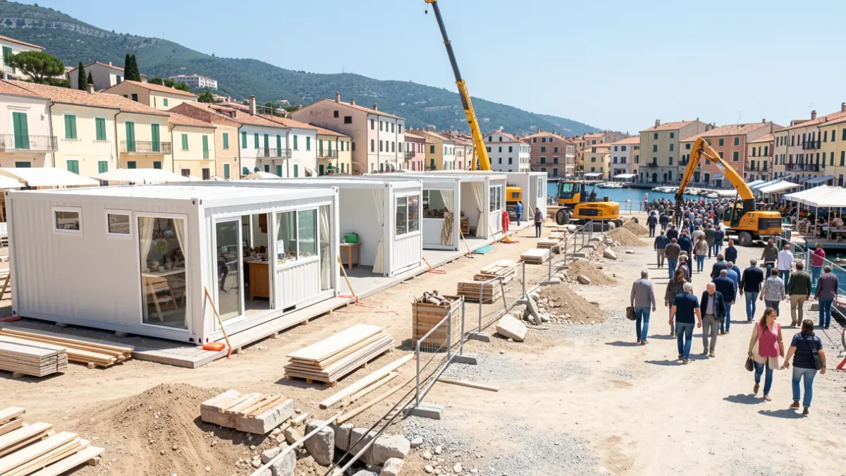 Generic image of an artisan market under construction.
