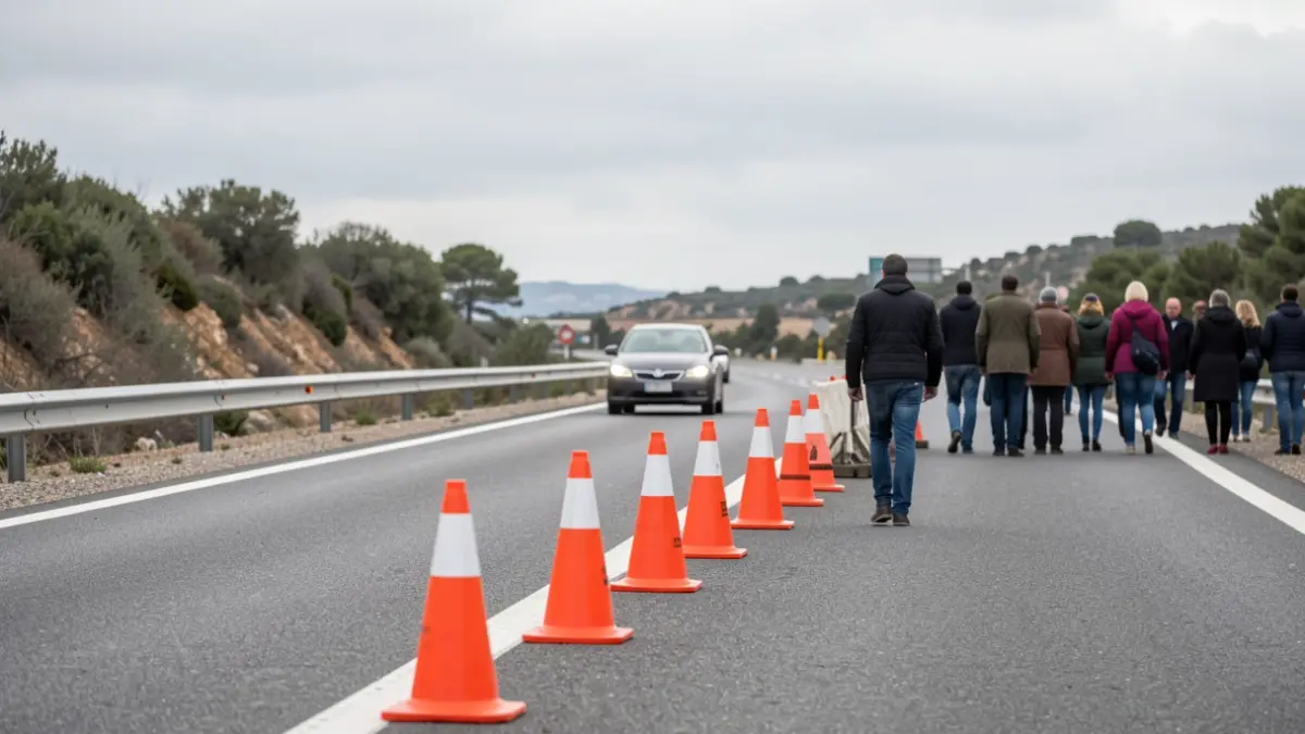 Generic image of roadworks with traffic signs.