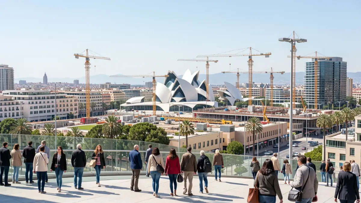 Imatge genèrica de la ciutat de València amb edificis en construcció.