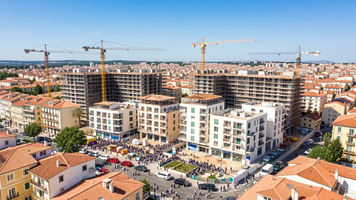 Imagen genérica de construcción de viviendas en una ciudad.