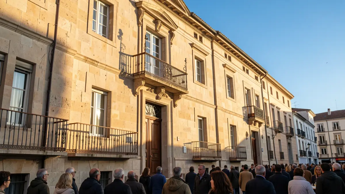 Imagen genérica de la fachada de un ayuntamiento valenciano con balcón y barandillas de hierro, iluminado por el sol de la tarde.