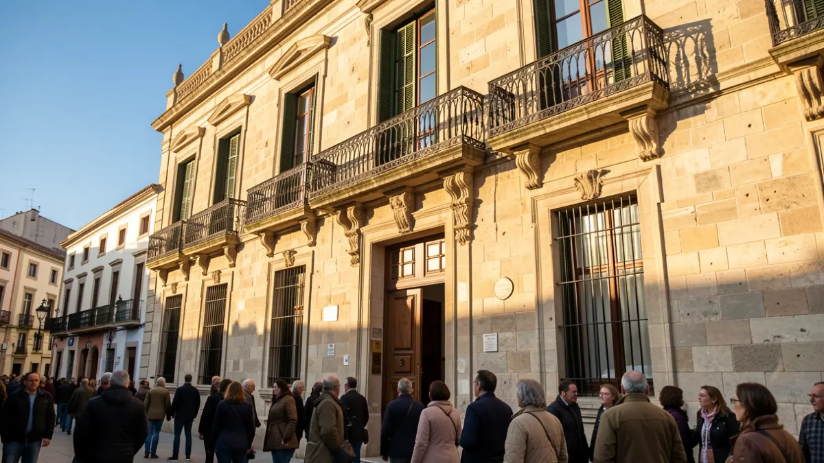 Generic image of a Valencian historic building facade with a balcony and sunlight.
