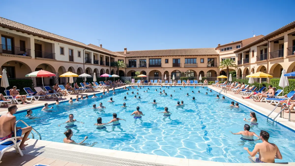 Imatge genèrica d'una piscina municipal d'estiu amb banyistes.