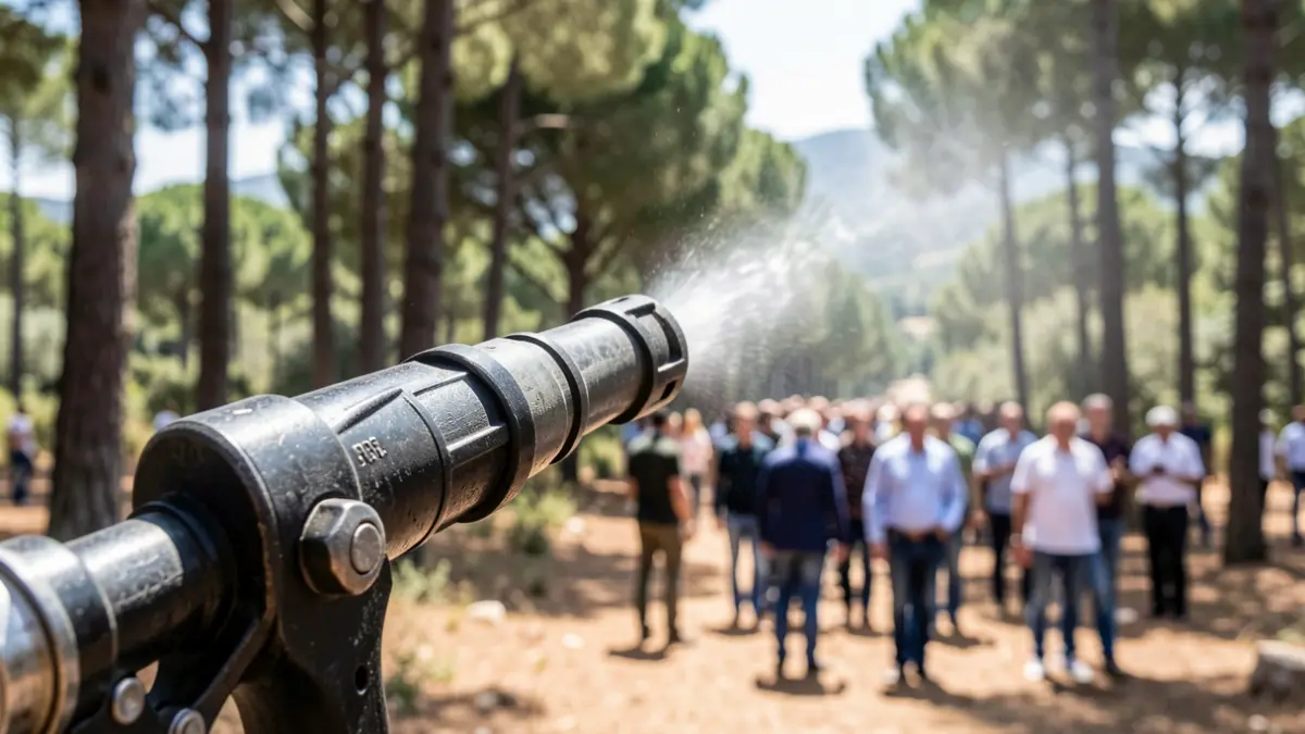 Generic image of a fire cannon in a forest environment.