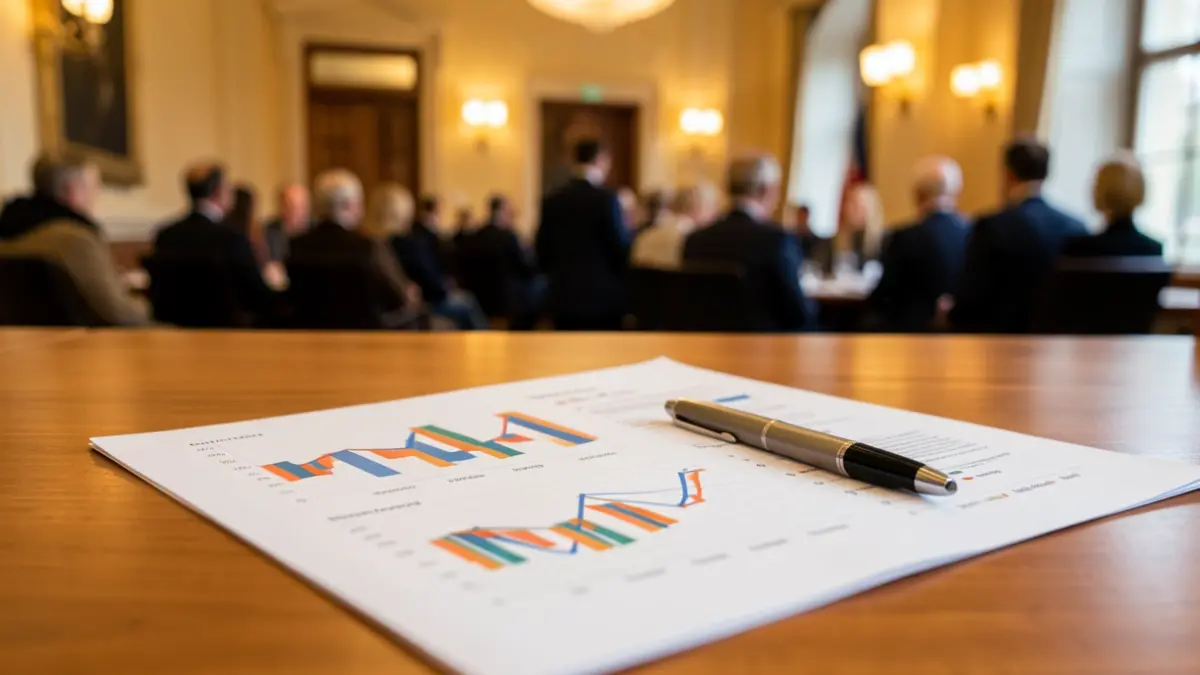 Imatge genèrica de documents financers i gràfics sobre una taula d'oficina.