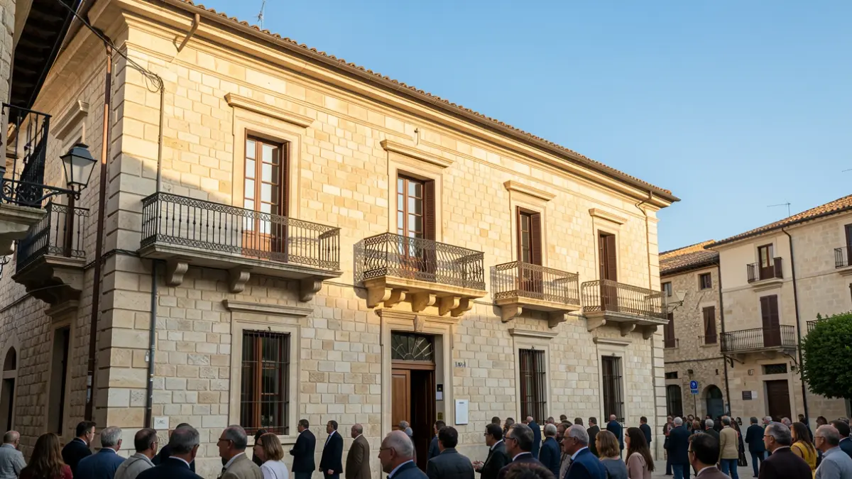 Façana de l'ajuntament d'Alaquàs en una vesprada assolellada.