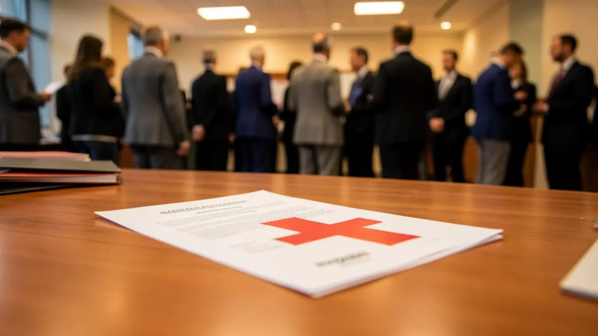 Generic image of an institutional document with the Red Cross symbol on a table.