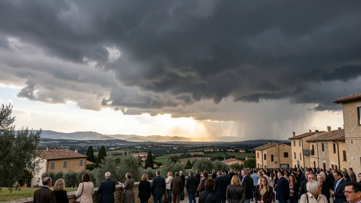 Imatge genèrica de núvols de tempesta sobre un paisatge mediterrani.