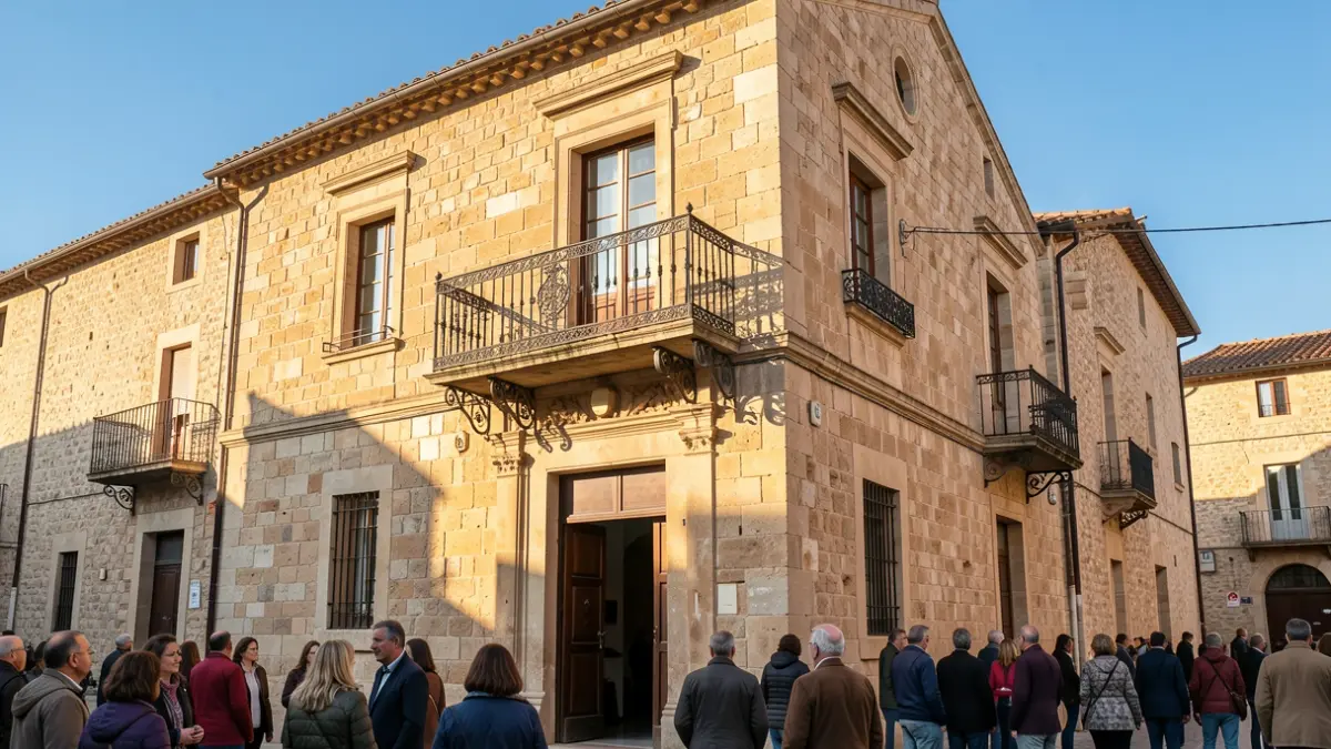 Fachada del ayuntamiento de Alzira durante los actos de conmemoración histórica.