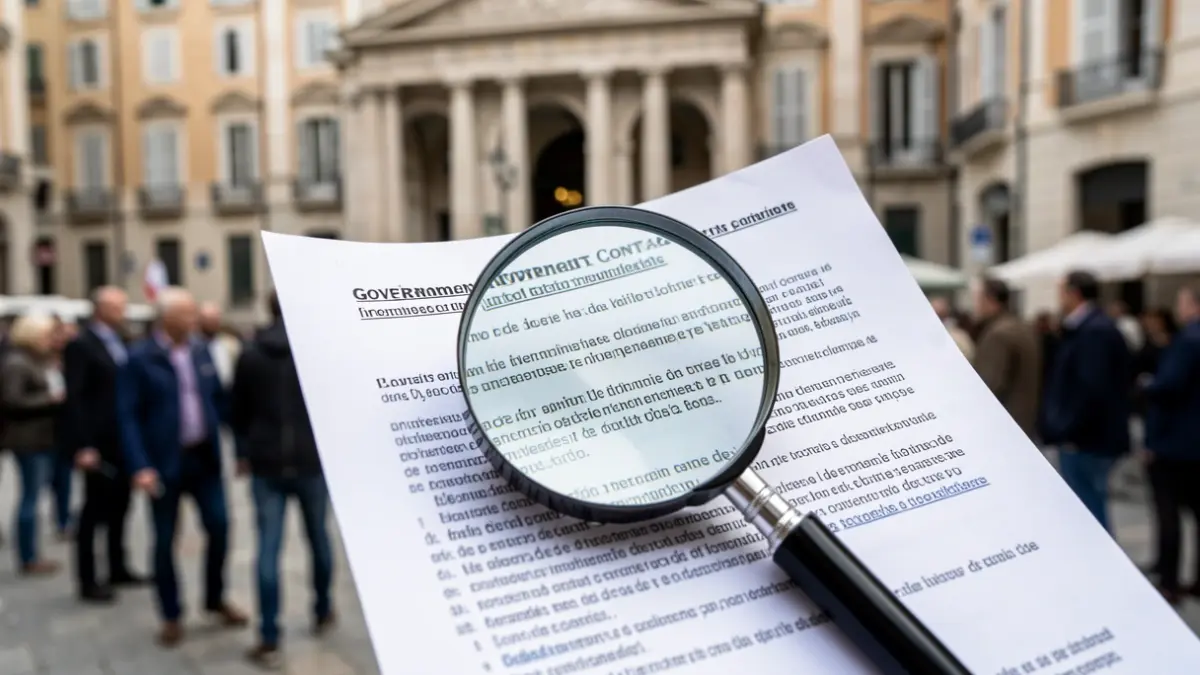 Generic image of an official document under a magnifying glass.