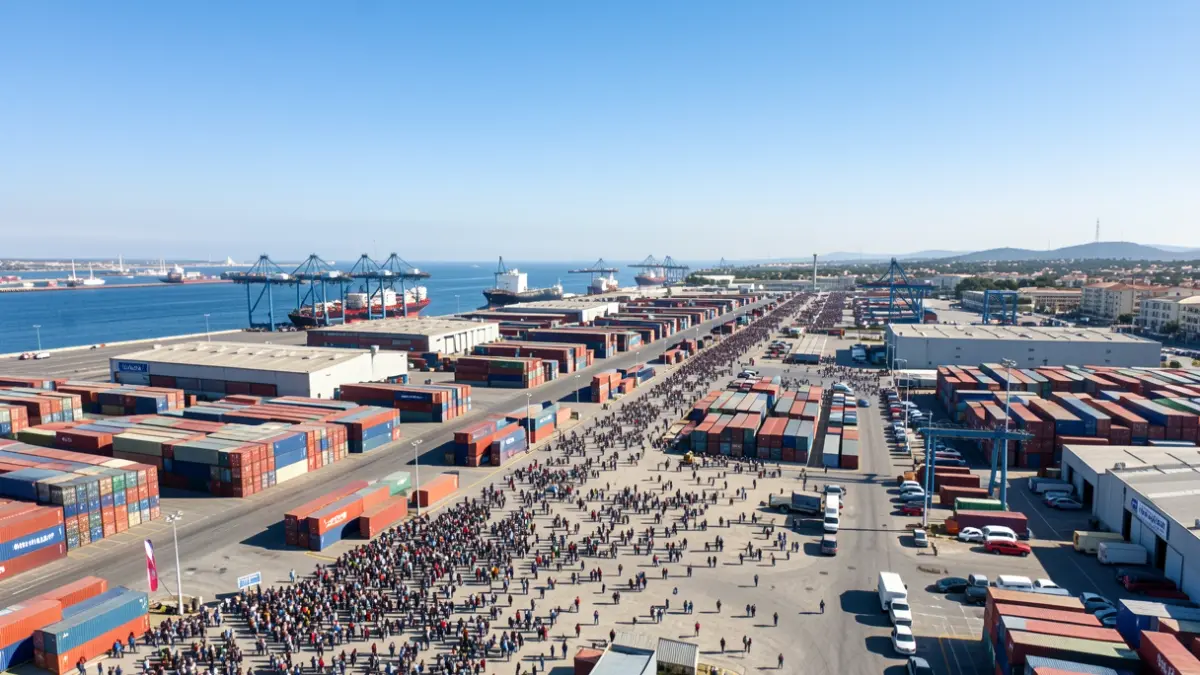 Imatge genèrica d'una terminal de càrrega en un port industrial.
