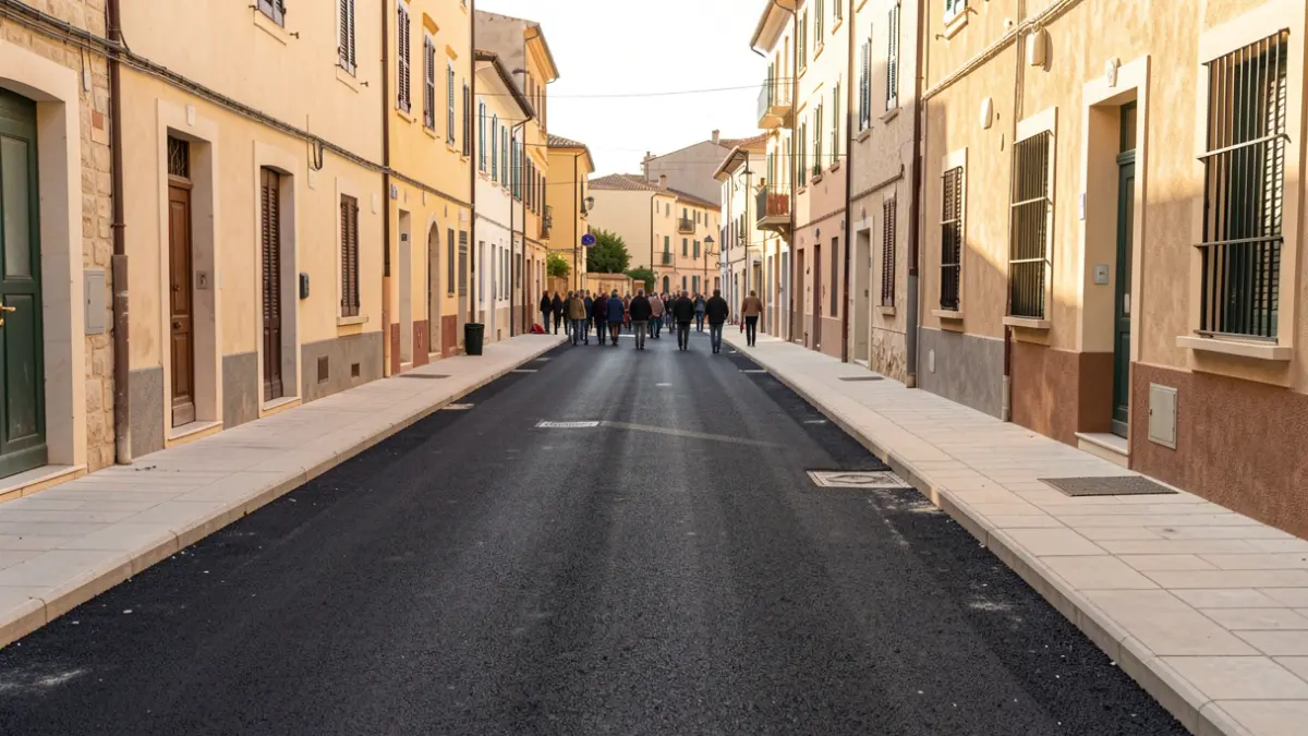 Imatge genèrica d'un carrer en procés de reurbanització en una localitat mediterrània.