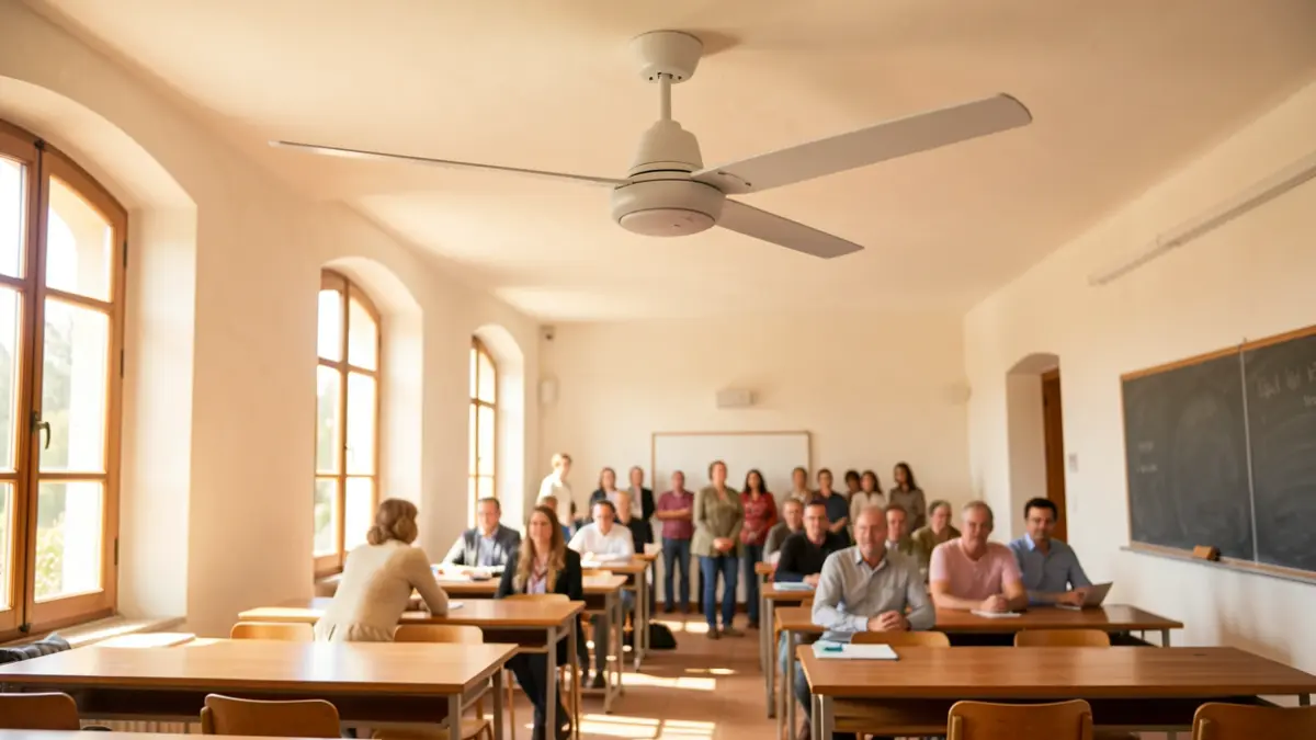 Generic image of a fan in a classroom.