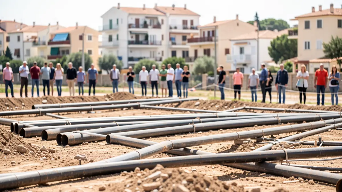 Obras de construcción del colector de aguas pluviales en Burriana.