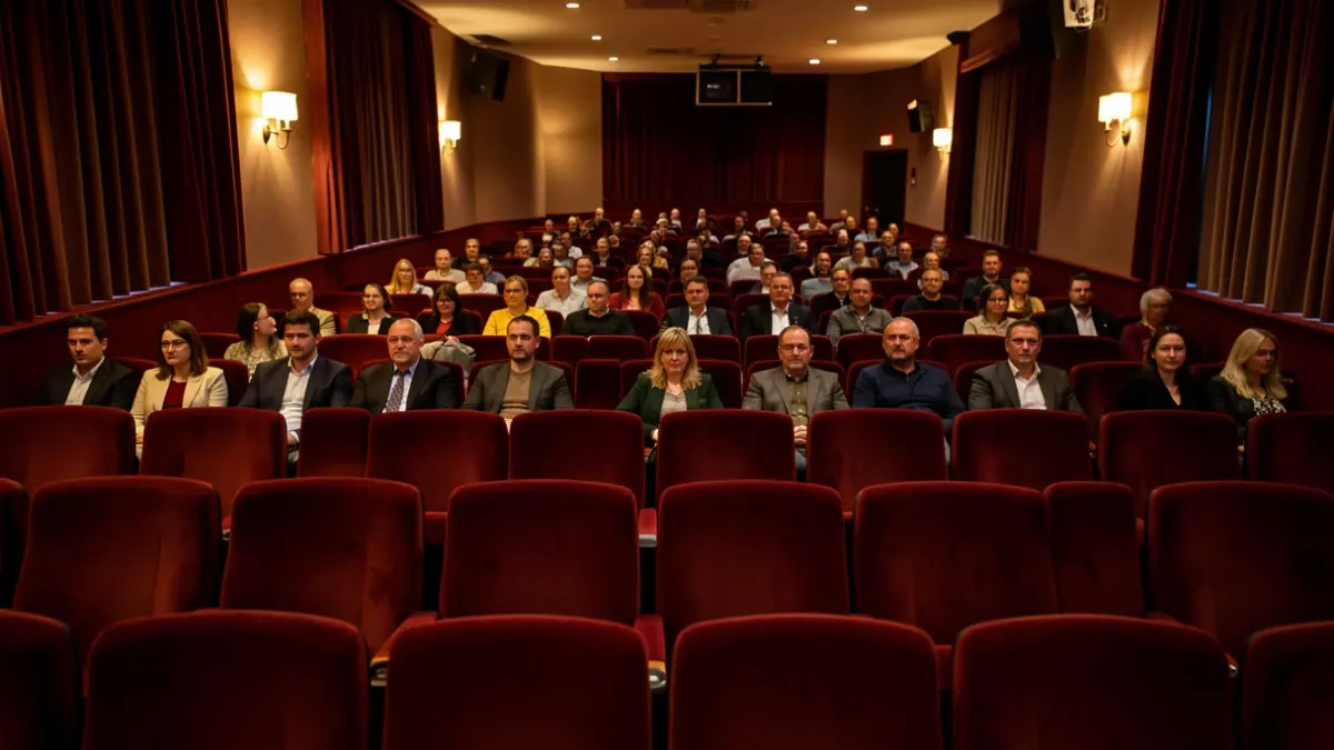 Imatge genèrica d'una sala de cinema amb butaques buides i il·luminació càlida.