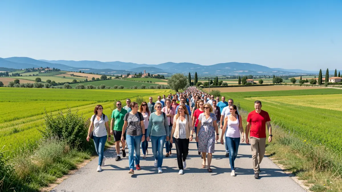 Imagen genérica de una marcha solidaria en un entorno mediterráneo.