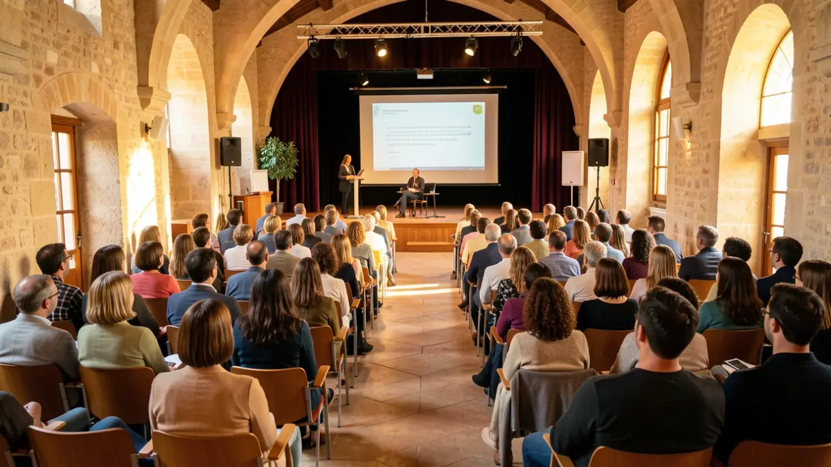 Imatge genèrica d'una formació de voluntaris en un auditori.